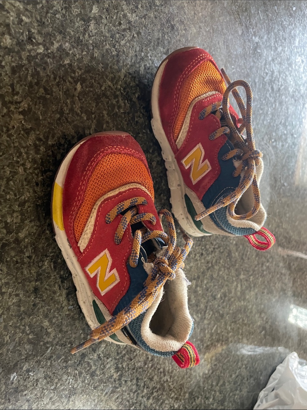New Balance Kids Red, Orange & Yellow Colorblock Sneakers